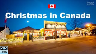 🇨🇦Christmas in Canada Night Light at Unionville Markham | 4K Walking Tour | Travel in Canada