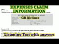 EXPENSES CLAIM INFORMATION - GB AIRLINES | LATEST IELTS LISTENING | LISTENING TEST WITH ANSWERS