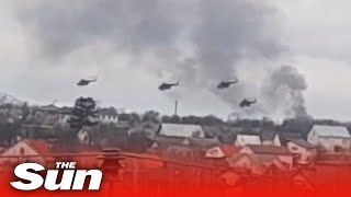 Swarm of Russian helicopter gunships blitzing Ukraine airport as Putin launches invasion
