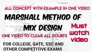 Marshall method of mix design | bituminous mix | highway engineering | with example