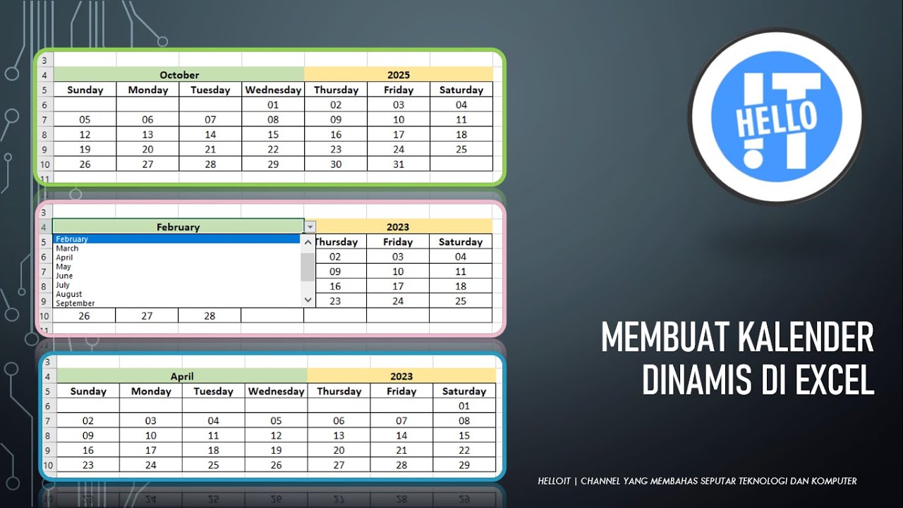 Membuat Kalender Dinamis Di Excel - YouTube