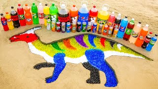 How to make Colorful Rainbow Parasaurolophus with Orbeez, Big Coca Cola vs Mentos & Popular Sodas