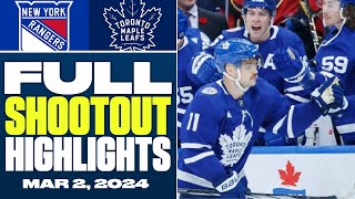 New York Rangers at Toronto Maple Leafs | FULL Shootout Highlights - March 2, 2024