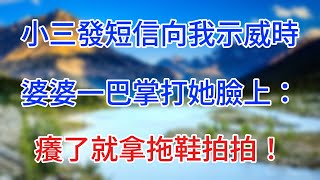 小三發短信向我示威時，婆婆一巴掌打她臉上：癢了就拿拖鞋拍拍！ #情感故事 #生活經驗  #為人處世  #老年生活#心聲新語