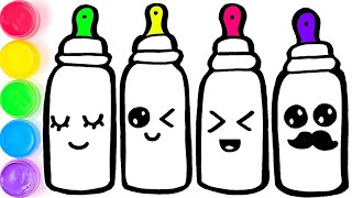 Baby bottles with Emoji drawing for kids
