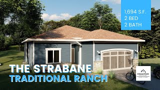 The Strabane | Plan #22-2672 | Traditional Ranch | 1,694 Sq. Ft. | Exterior Fly-Around | 2K Video