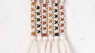 Macrame wall hanging with Square knot variation ばってん平結びのマクラメタペストリー #shorts