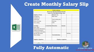 Salary Slip In Excel | How to Create a Salary Slip in Excel | Automatic Salary Pay Slip in 5 Minutes