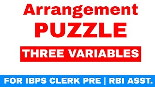 Day Arrangement Puzzles Three Variable  For IBPS CLERK PRE | RBI ASST. Exam [ In Hindi ]
