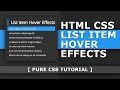 Html Css List Item Hover Effects - Cool Css Hover Effects - Pure CSS Tutorial for Beginners