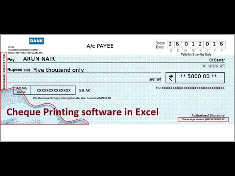 Cheque Printing Software In Excel Youtube