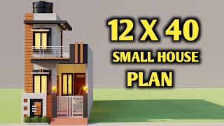 12x40 2 Bedroom House Elevation,Small 3D House Design