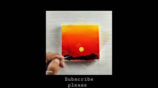 Small canvas painting | Sunset Acrylic painting #shorts #minicanvas