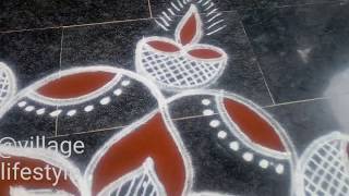 సులభమైన మరియు సరళమైన రంగోలి // Easy rangoli  //  Friday kollam//village lifestyle//45