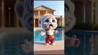 Big, Brave, and Beautiful: Dad Teaches Cute Tiger How to Swim! 🐅🏊‍♂️#ai #kids #trending #dad #cute