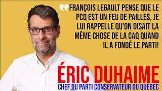 Le PCQ de Éric Duhaime à égalité avec le PLQ chez les francos au Qc!