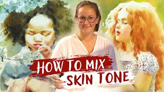 How to mix skin tones with watercolor🎨 - from pale to dark 🎨