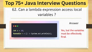 Top75+ Tricky Java Interview Questions - Can a lambda expression access local variables #java8