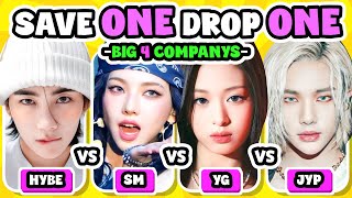 SAVE ONE KPOP SONG : HYBE vs JYP vs SM vs YG ( BIG4 COMPANY )♥️SAVE ONE DROP ONE 🔥KPOP QUIZ 2024