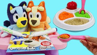 Feeding Bluey & Bingo Lunch & Learning with  Secret Life Of Pets Imagine Ink Coloring Book!
