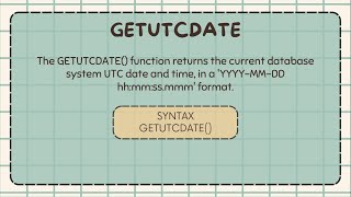 GETUTCDATE