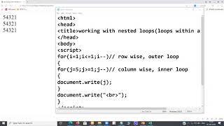 NESTED LOOPS IN JAVASCRIPT