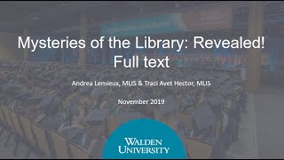 Webinar: Mysteries of the Library Revealed! Full Text