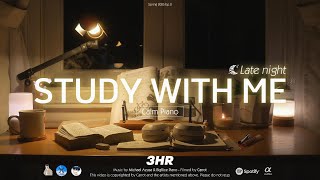 3-HOUR STUDY WITH ME | Calm Piano 🎹, Rain Sounds 🌧️| Pomodoro 50-10 | Late night🌙🌸