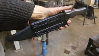 Forging a 11 inch Bowie knife part 3, making the scabbard.