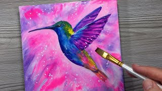 BEAUTIFUL HUMMINGBIRD / Easy Acrylic Painting / How To Step By Step For Beginners