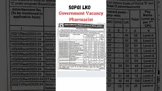 SGPGI Lucknow Hove Vacancy #govermentjob #pharmasist #dental  #storekeeper #sgpgilucknow