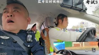 监控实拍科目三考试 00后小姐姐 掉头胆子好大呀