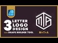 3 LETTER LOGO DESIGN WITH SHAPE BUILDER TOOL