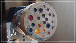 Woodturning-Wood resin polka dot bowl【木工旋盤】エポキシレジンを使ったドット柄のボウルを作る！