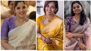 Simple Saree with Designer Blouses 2024 ||Classy Saree Blouse Designs 2024 ||#Latest Blouse Designs