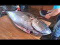 Giant bluefin tuna cutting Sashimi - fish cutting skills