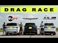 2022 BMW X5M Competition vs Grand Cherokee Trackhawk vs Range Rover Sport SVR, a heavy drag race!