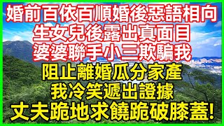 婚前百依百顺婚后恶语相向！生女儿后露出真面目！婆婆联手小三欺骗我！阻止离婚瓜分家产！我冷笑递出证据！丈夫跪地求饶跪破膝盖！#生活经验#情感故事#深夜浅读#幸福人生#生活经验#情感故事#深夜浅读