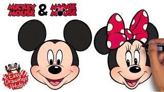 How to draw Mickey Mouse and Minnie Mouse - Easy Drawing