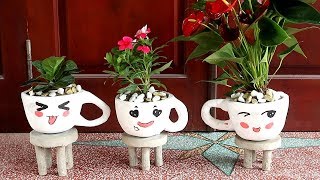 DIY Make Cup Cement Pots At Home | Format Cement in Sand Mold | Ideas Beautiful For garden