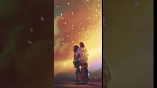 Couple in love riding on bicycle