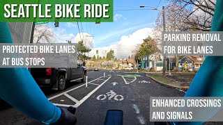 Cycling Seattle's New Improved Bike Lanes from U District to Roosevelt Link Station w/ Commentary