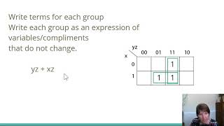 Using a Karnaugh map with three variables