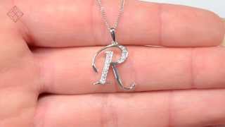 K TY - Stunning 9K White Gold Diamond Initial 'R' Pendant 0.05ct