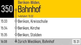 PostAuto Aargau Ansagen, 350 (Berikon-Widen, Bhf. - Zürich Wiedikon, Bhf.) | Isabelle