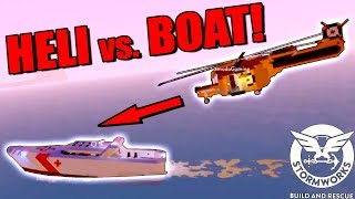 LANDING RESCUE HELICOPTER ON MOVING SPEED BOAT!? - Stormworks: Build and Rescue Multiplayer Gameplay