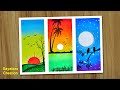 sunrise sunset moonlight drawing, Easy oil pastel drawing for beginners