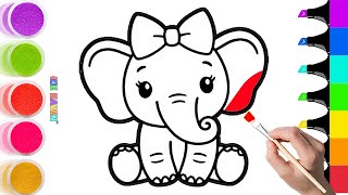 Drawing And Coloring a Little Elephant | Easy Step By Step Tutorial #95