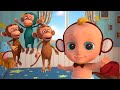 Cinq Petits Singes + 🦆Cinq canetons - Comptines Bébé - LooLoo Kids Français