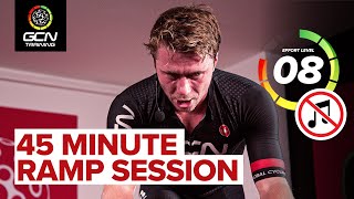 45 Minute Indoor Cycling Ramp Workout Without Music 🔇 | From Threshold To Sprints!